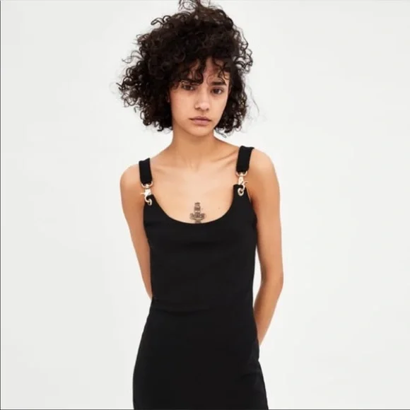black and gold dress zara Black and gold Zara dress with gold buttons dresses
